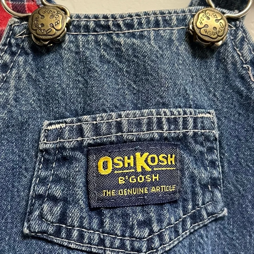 Vintage Osh Kosh B’gosh Toddler Baby Overalls Flannel Lined Vestbak Size 18 mo